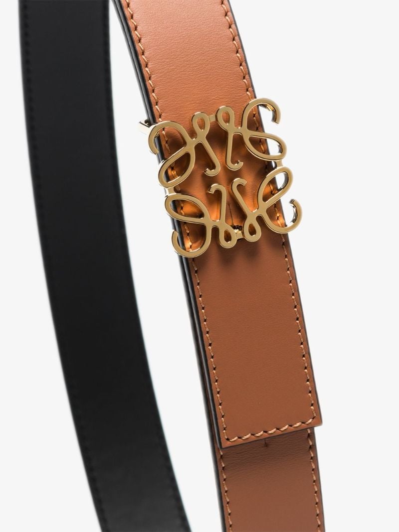 Brown Anagram Buckle Leather Belt