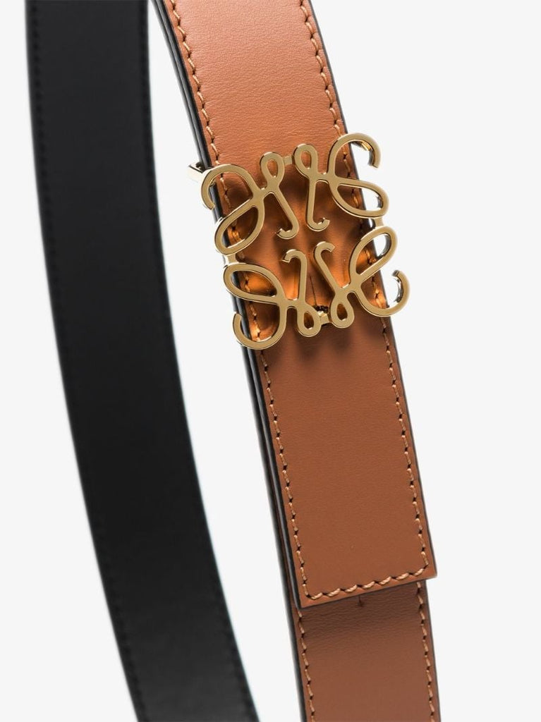 Brown Anagram Buckle Leather Belt