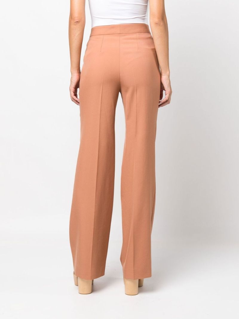 Neutral Wool Flared Trousers