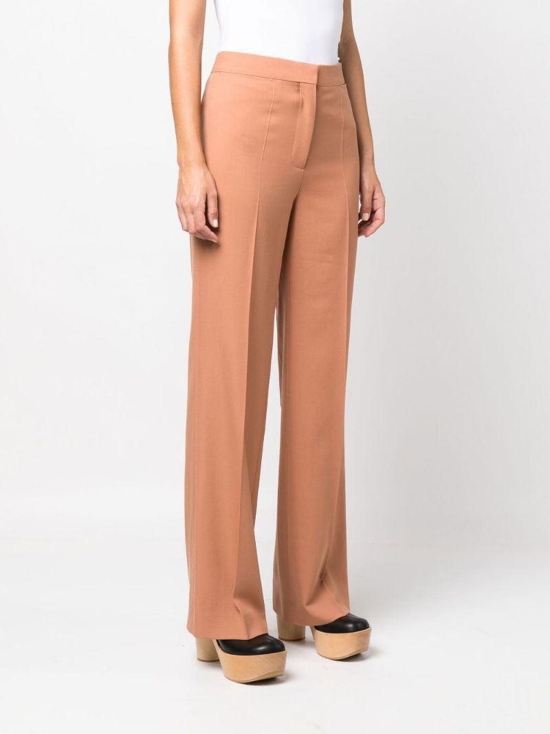 Neutral Wool Flared Trousers