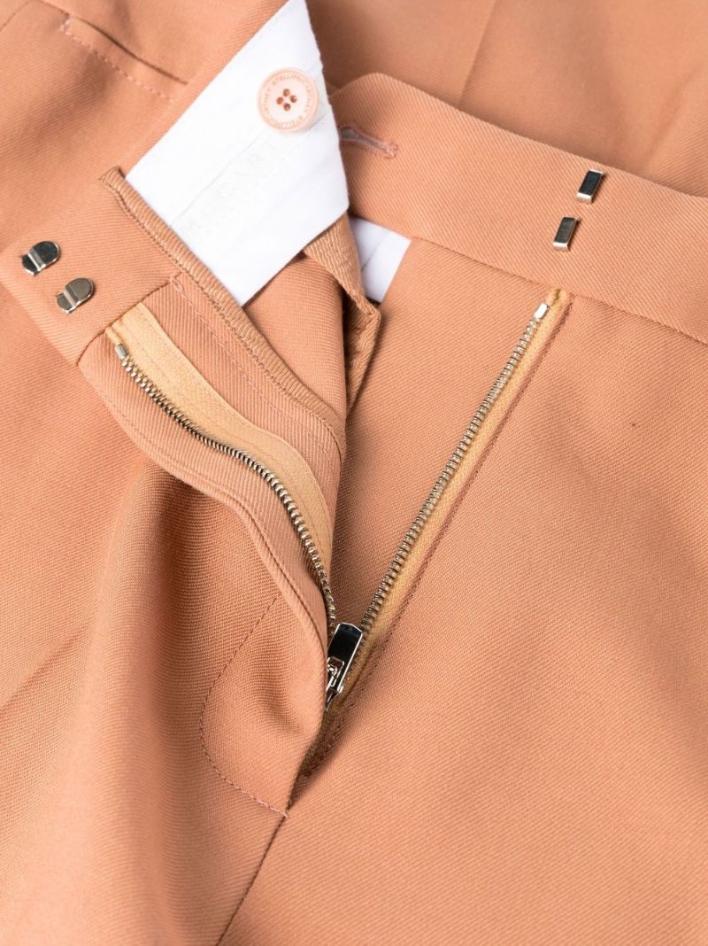 Neutral Wool Flared Trousers