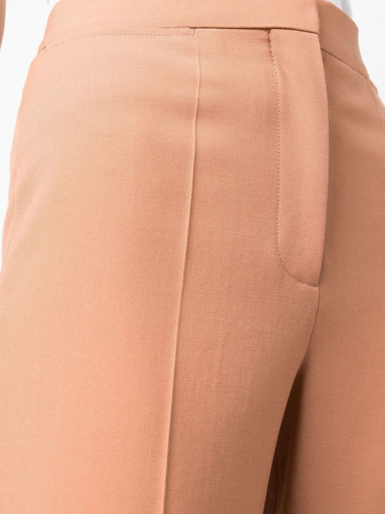 Neutral Wool Flared Trousers