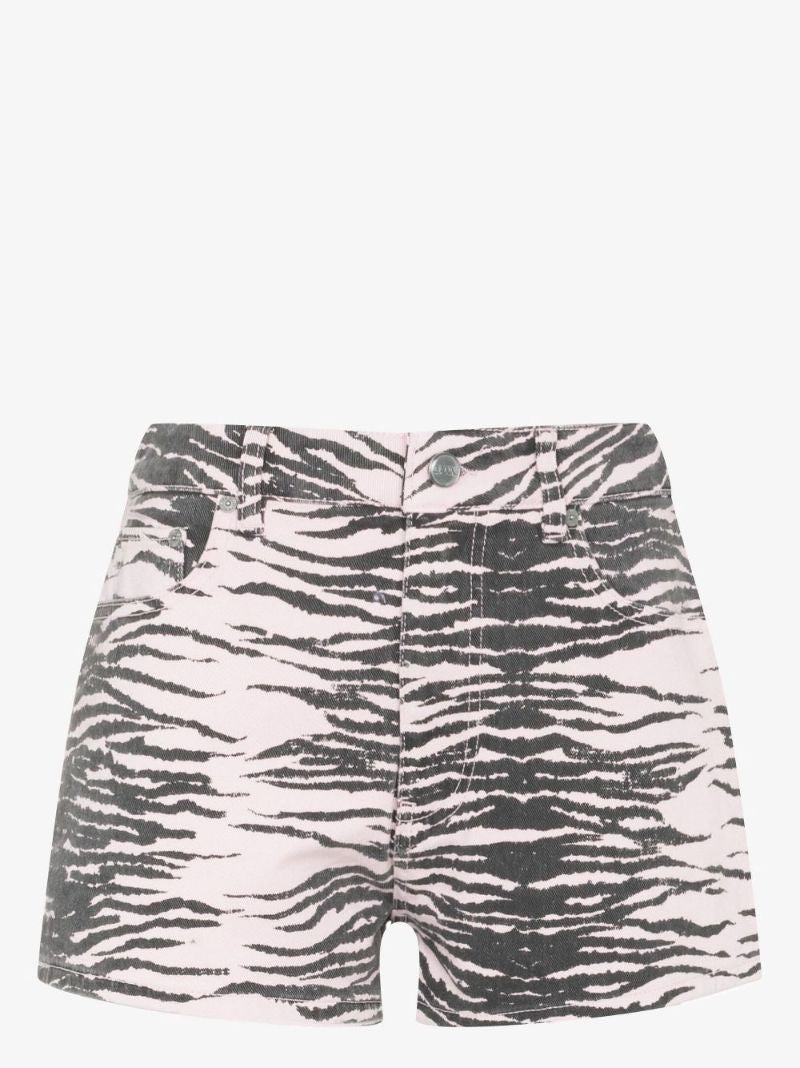 Tiger Print Denim Shorts