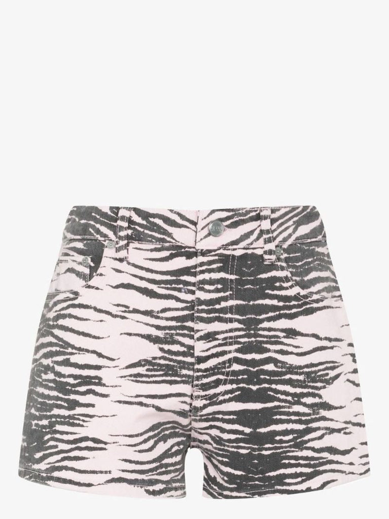 Tiger Print Denim Shorts
