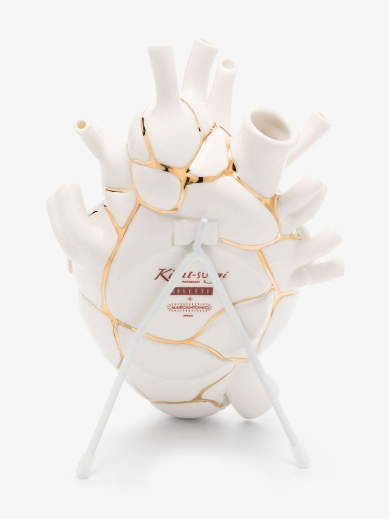 White Love in Bloom Kintsugi Gold-plated Porcelain Vase