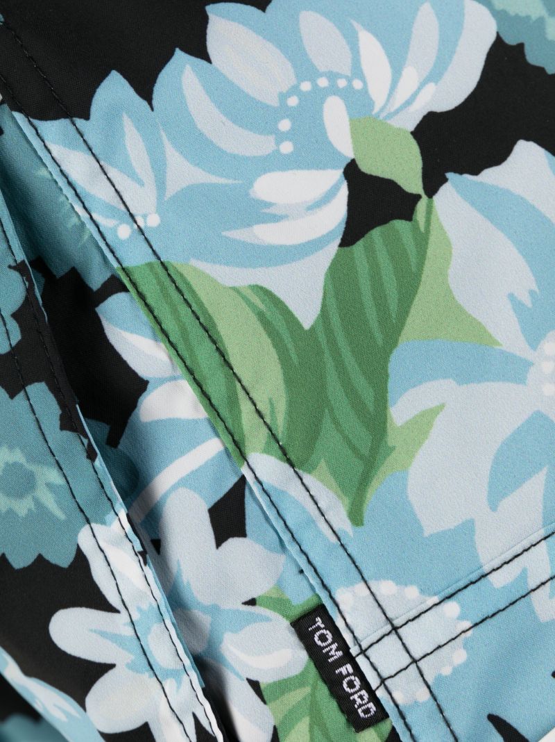 Black Daisy Print Swim Shorts