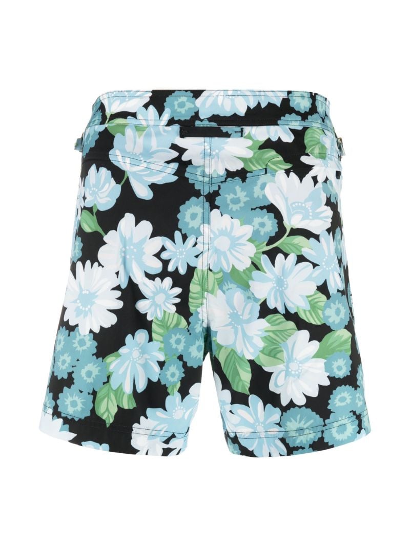 Black Daisy Print Swim Shorts