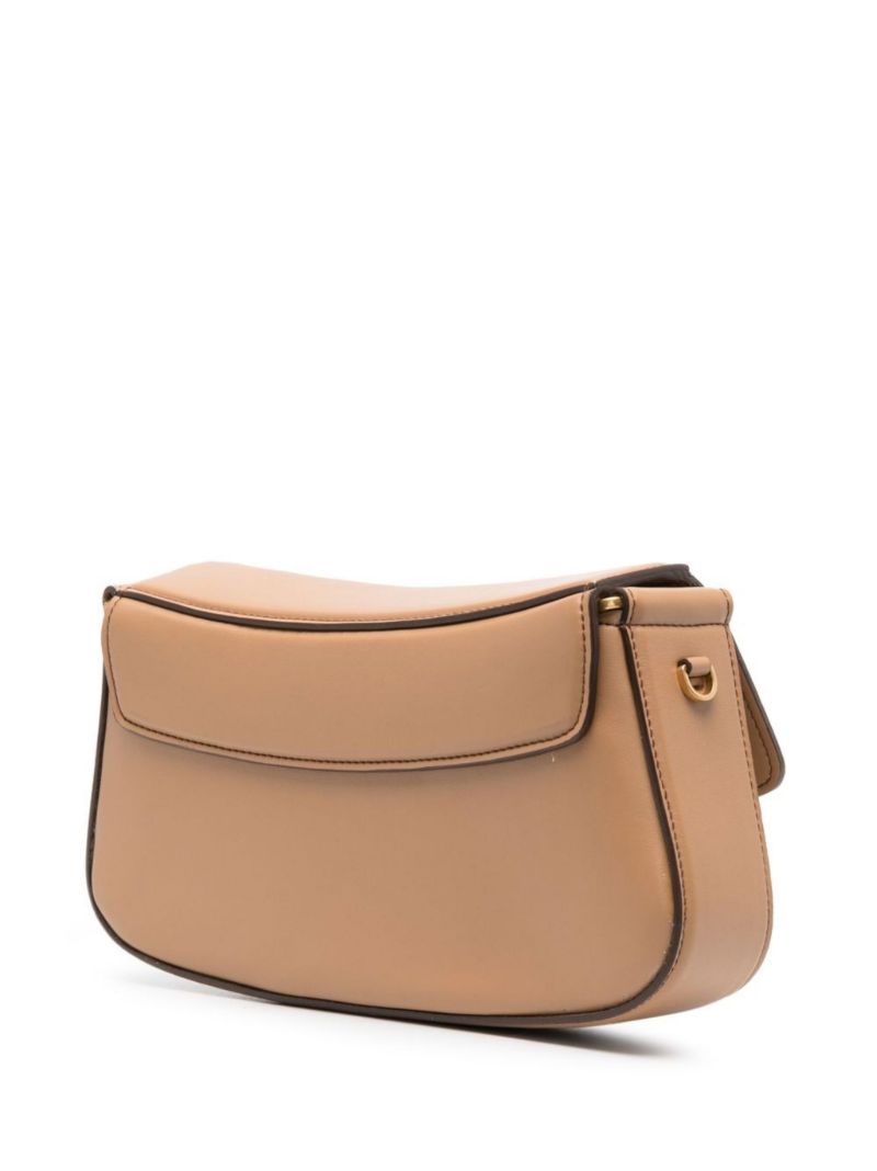 Brown S-wave Faux Leather Shoulder Bag