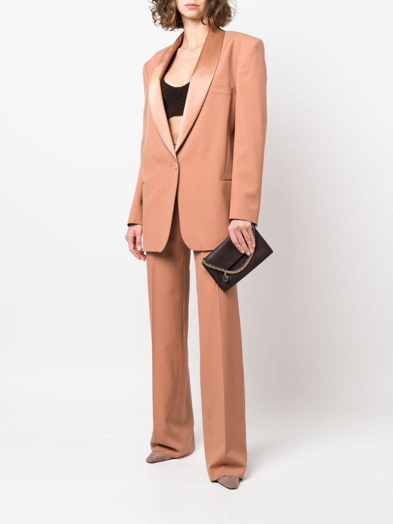 Neutral Satin Lapel Single-breasted Cotton Blazer