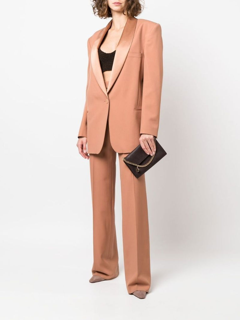 Neutral Satin Lapel Single-breasted Cotton Blazer