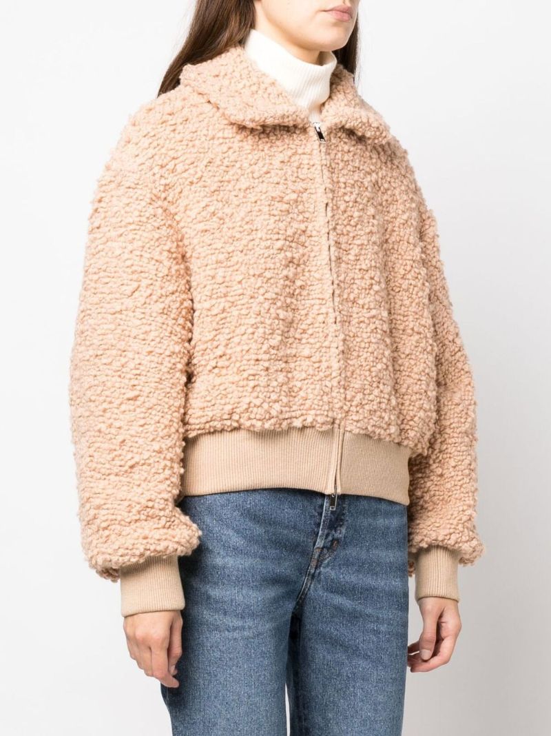 Pink Wool Bomber Jacket