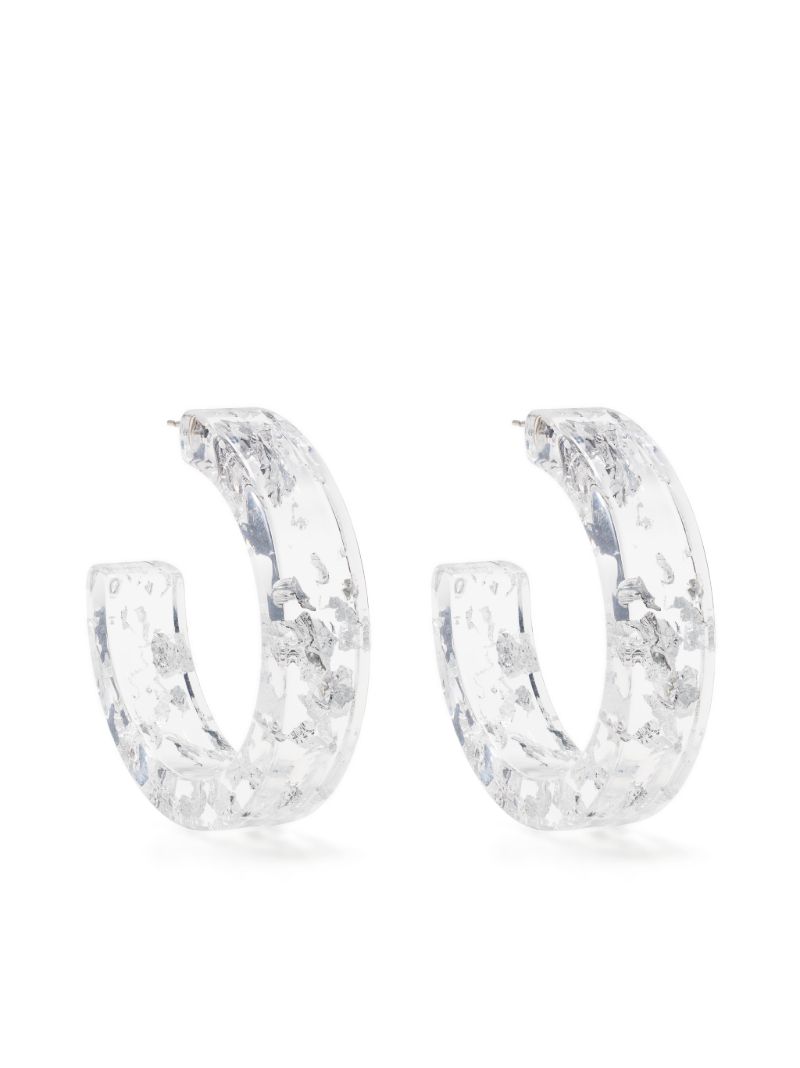 Silver Tone Yeap Transparent Hoop Earrings