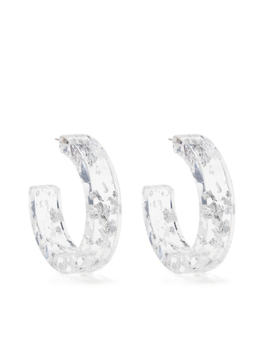 Silver Tone Yeap Transparent Hoop Earrings