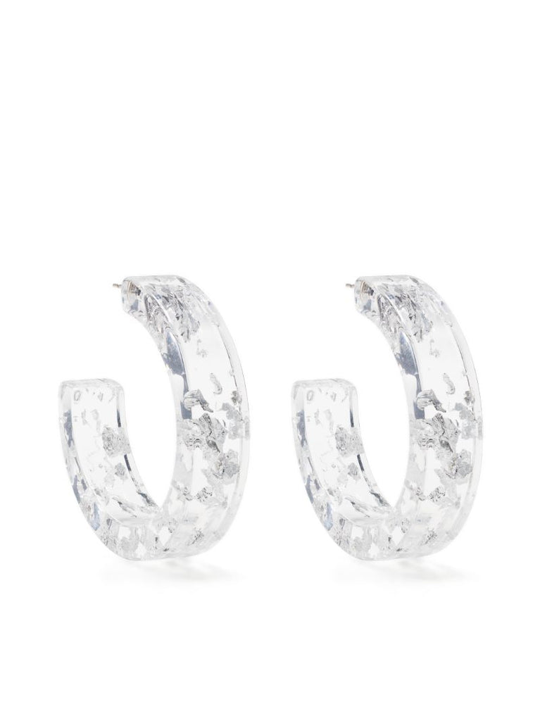 Silver Tone Yeap Transparent Hoop Earrings