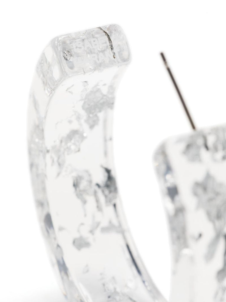 Silver Tone Yeap Transparent Hoop Earrings
