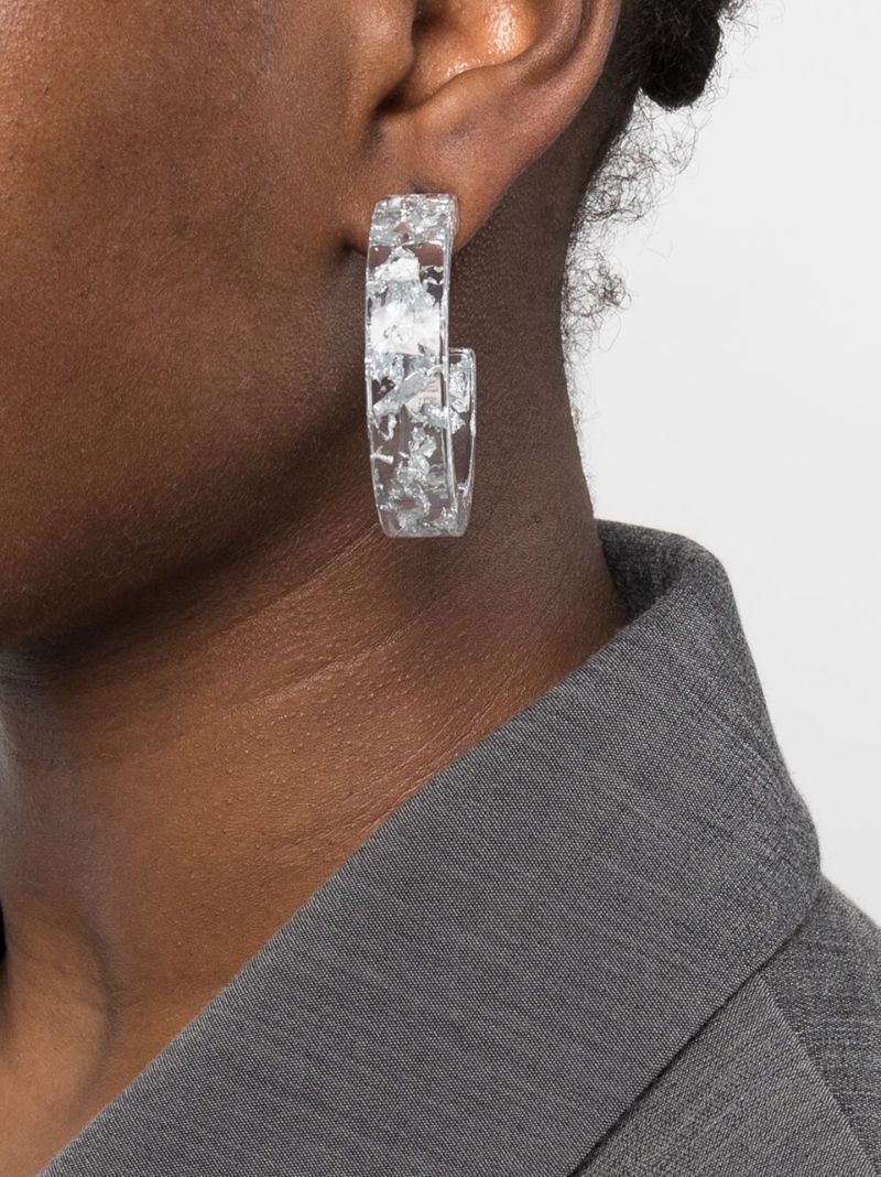 Silver Tone Yeap Transparent Hoop Earrings