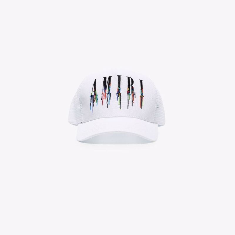 White Paint Drip Logo Trucker Hat