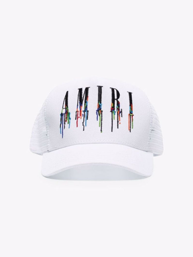 White Paint Drip Logo Trucker Hat