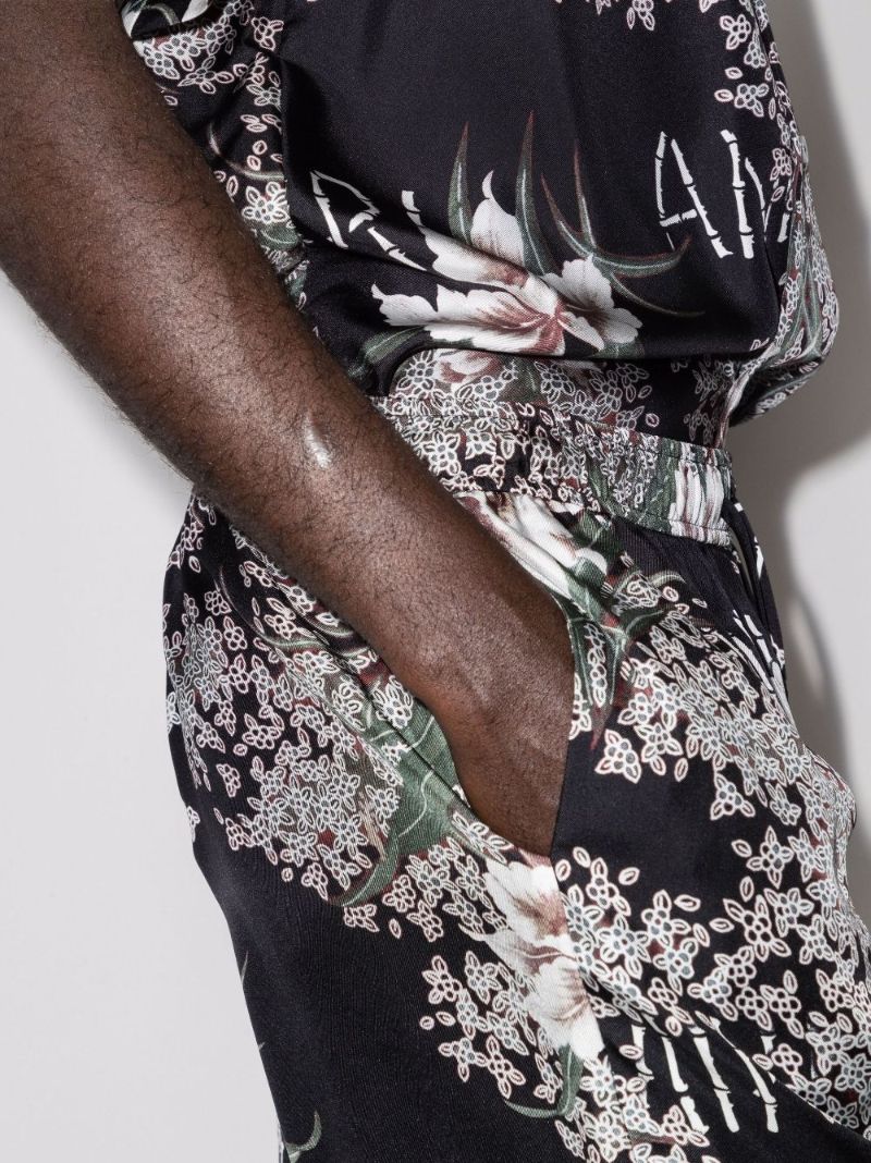 Hibiscus Tiki Knee-length Silk Shorts