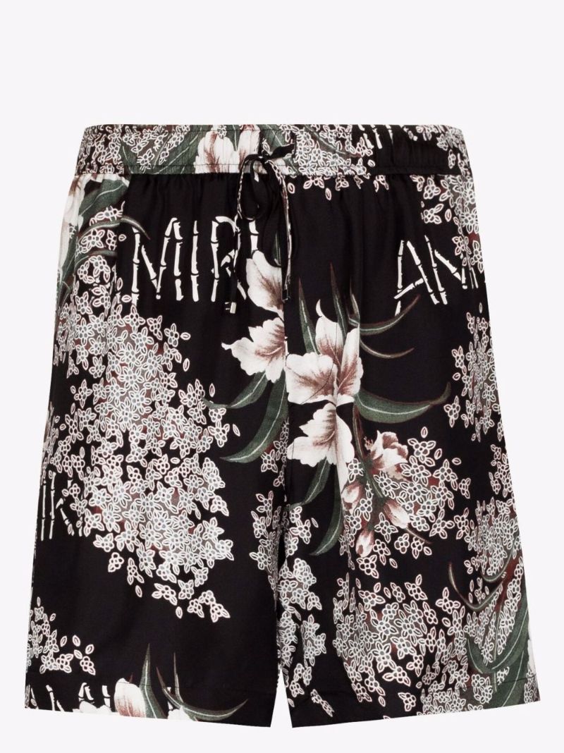 Hibiscus Tiki Knee-length Silk Shorts