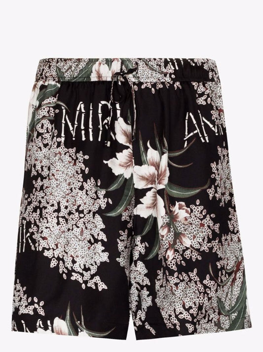 Hibiscus Tiki Knee-length Silk Shorts