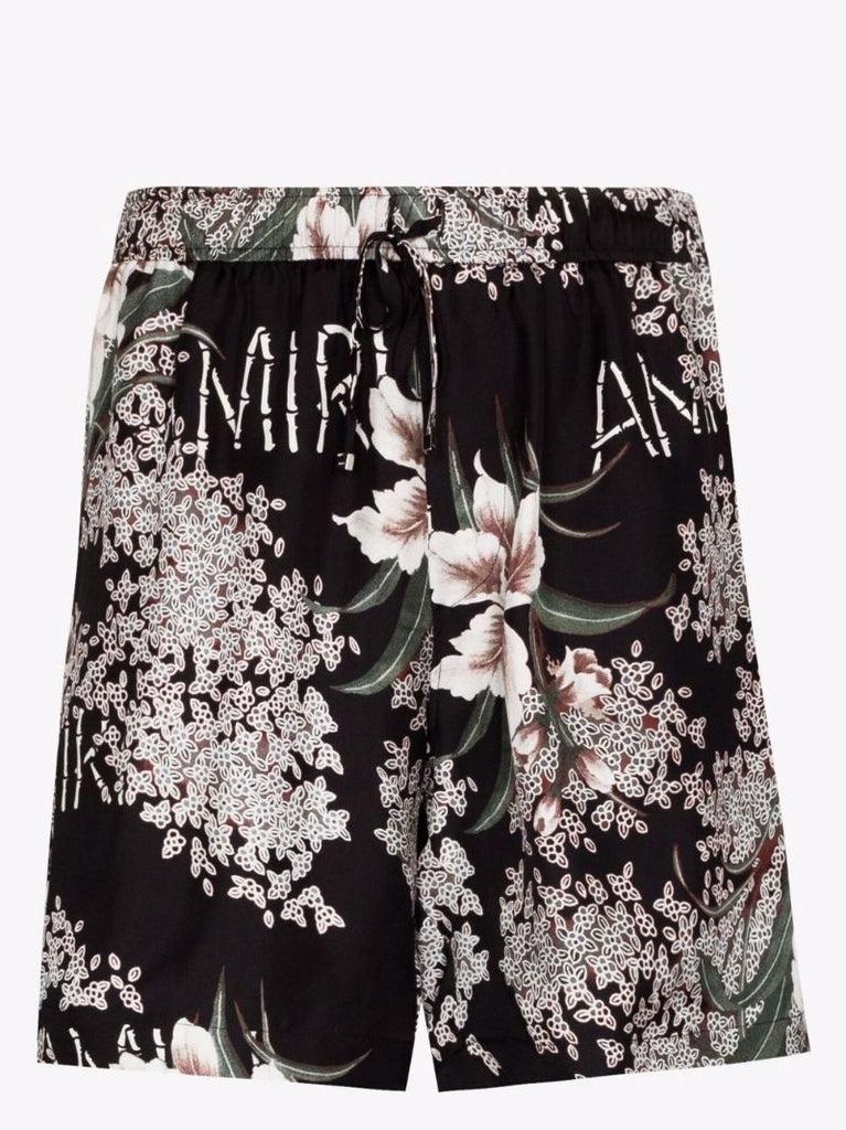 Hibiscus Tiki Knee-length Silk Shorts