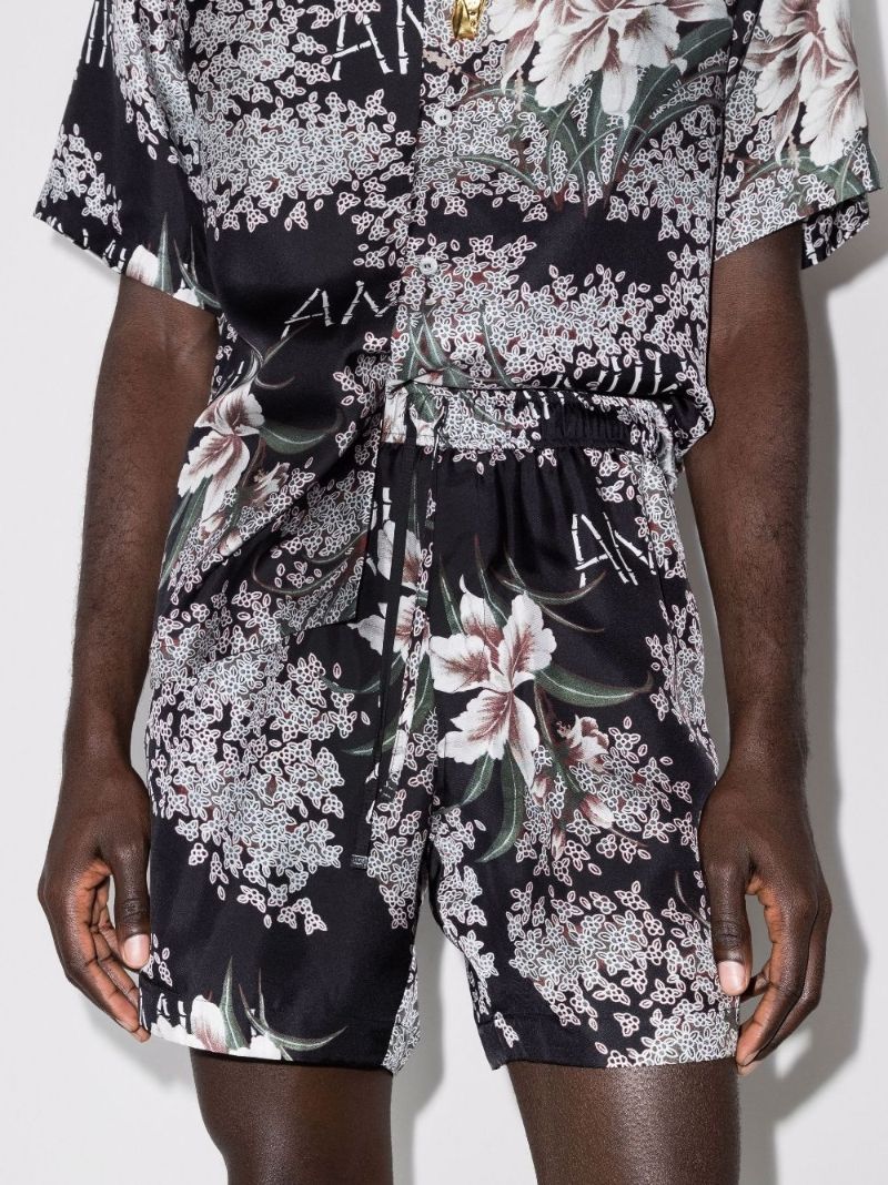 Hibiscus Tiki Knee-length Silk Shorts