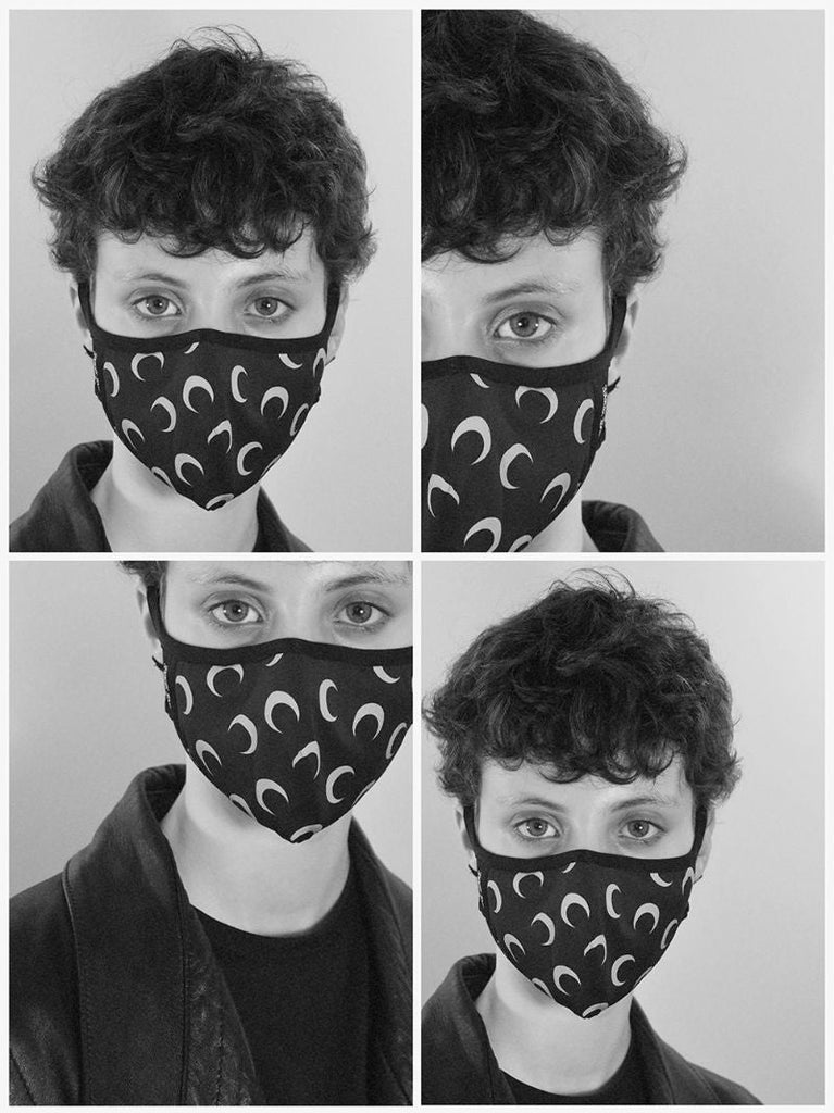 Brown Crescent Moon Print Face Mask