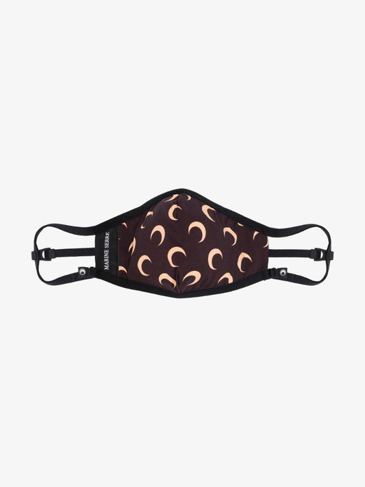 Brown Crescent Moon Print Face Mask