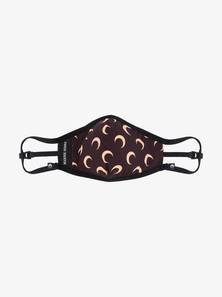 Brown Crescent Moon Print Face Mask