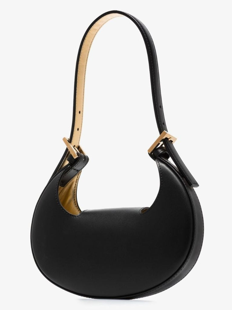 Black Croissant Mini Leather Shoulder Bag