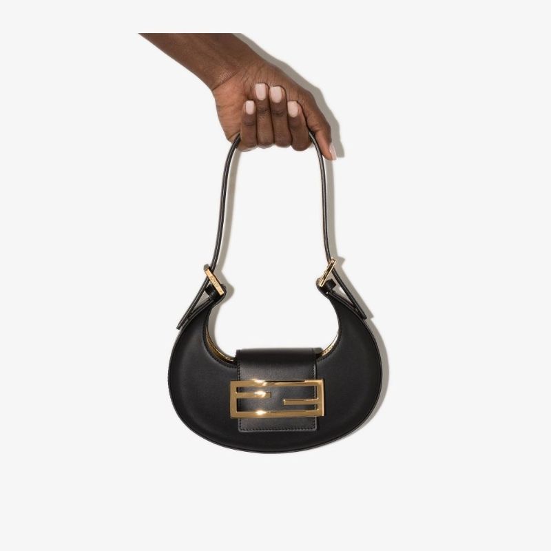 Black Croissant Mini Leather Shoulder Bag