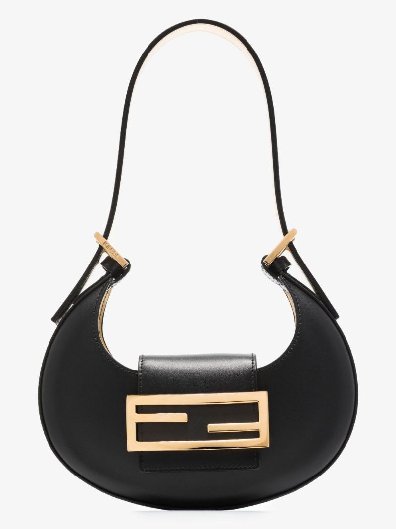 Black Croissant Mini Leather Shoulder Bag