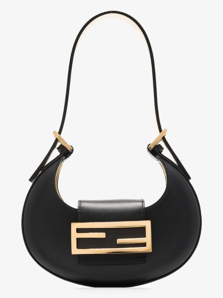 Black Croissant Mini Leather Shoulder Bag