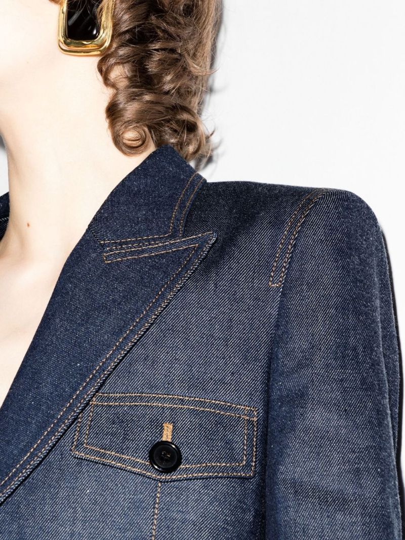 Blue Single-breasted Denim Blazer