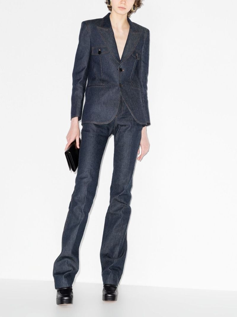 Blue Single-breasted Denim Blazer