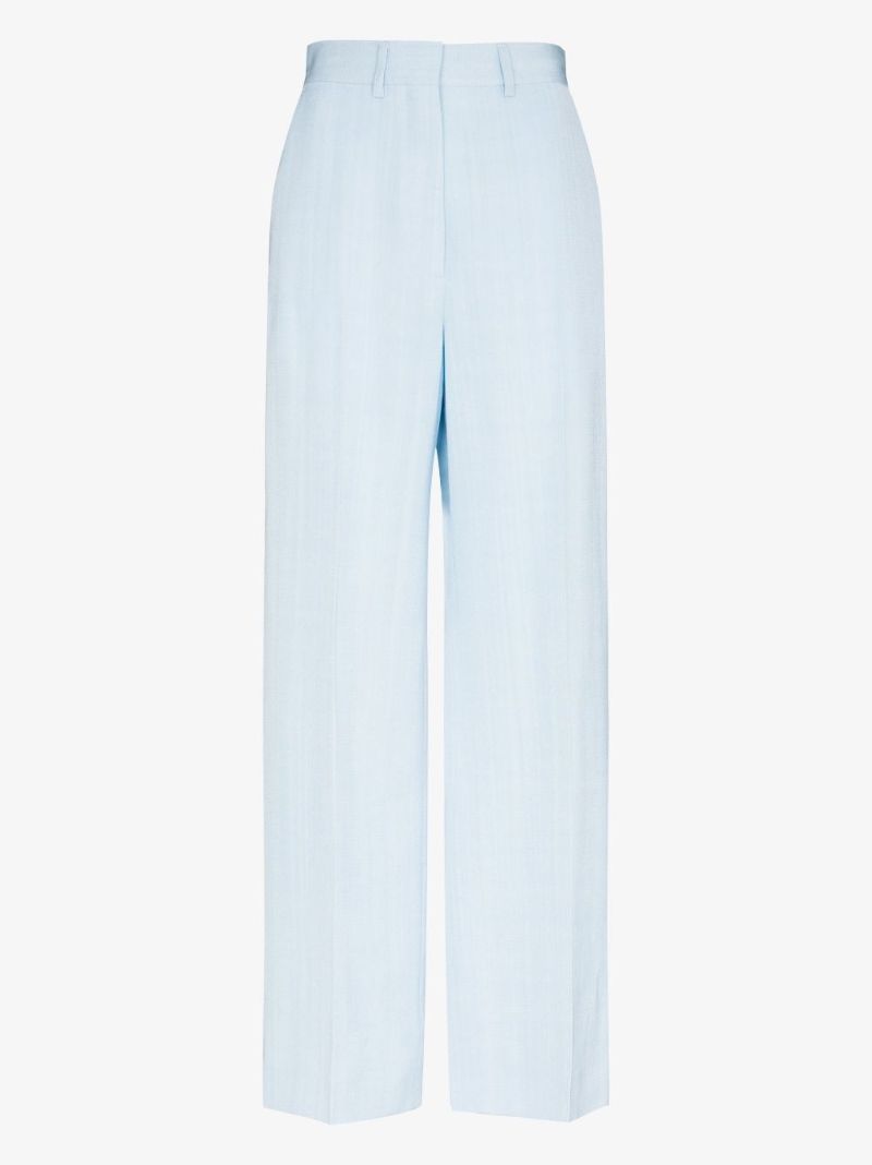 Blue Wide Leg Tailored Trousers