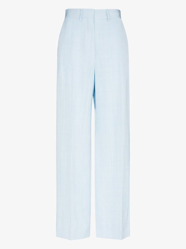 Blue Wide Leg Tailored Trousers