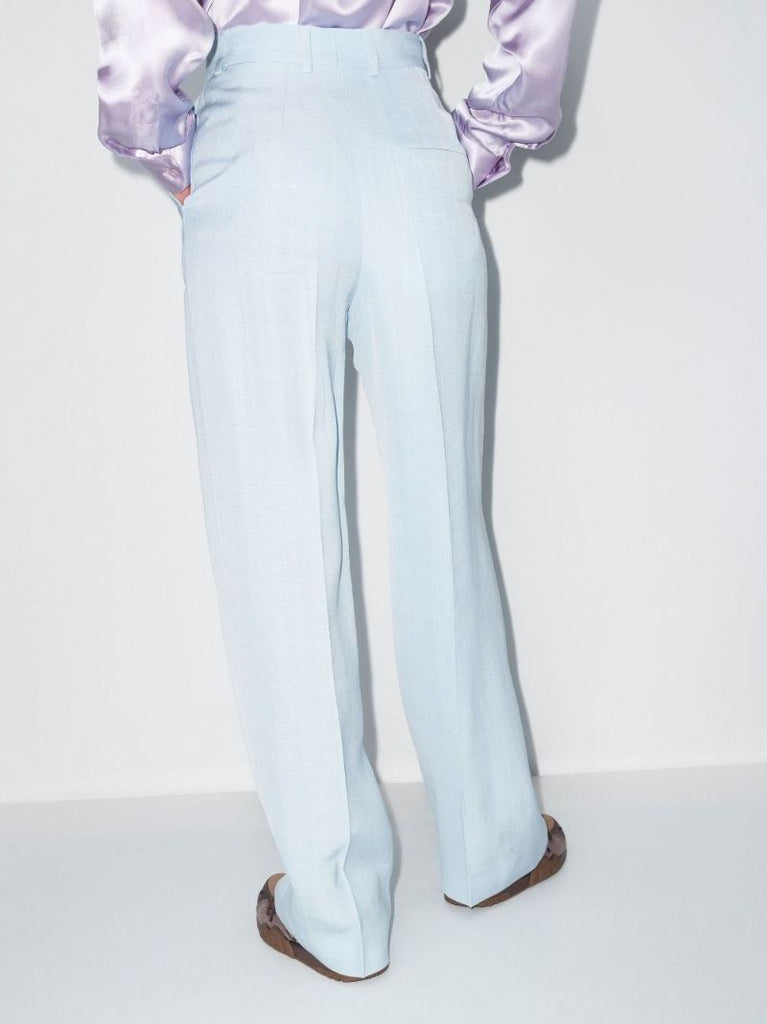 Blue Wide Leg Tailored Trousers