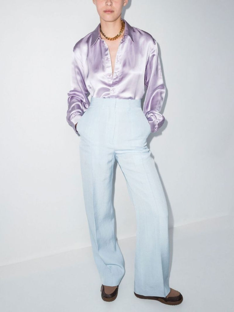 Blue Wide Leg Tailored Trousers