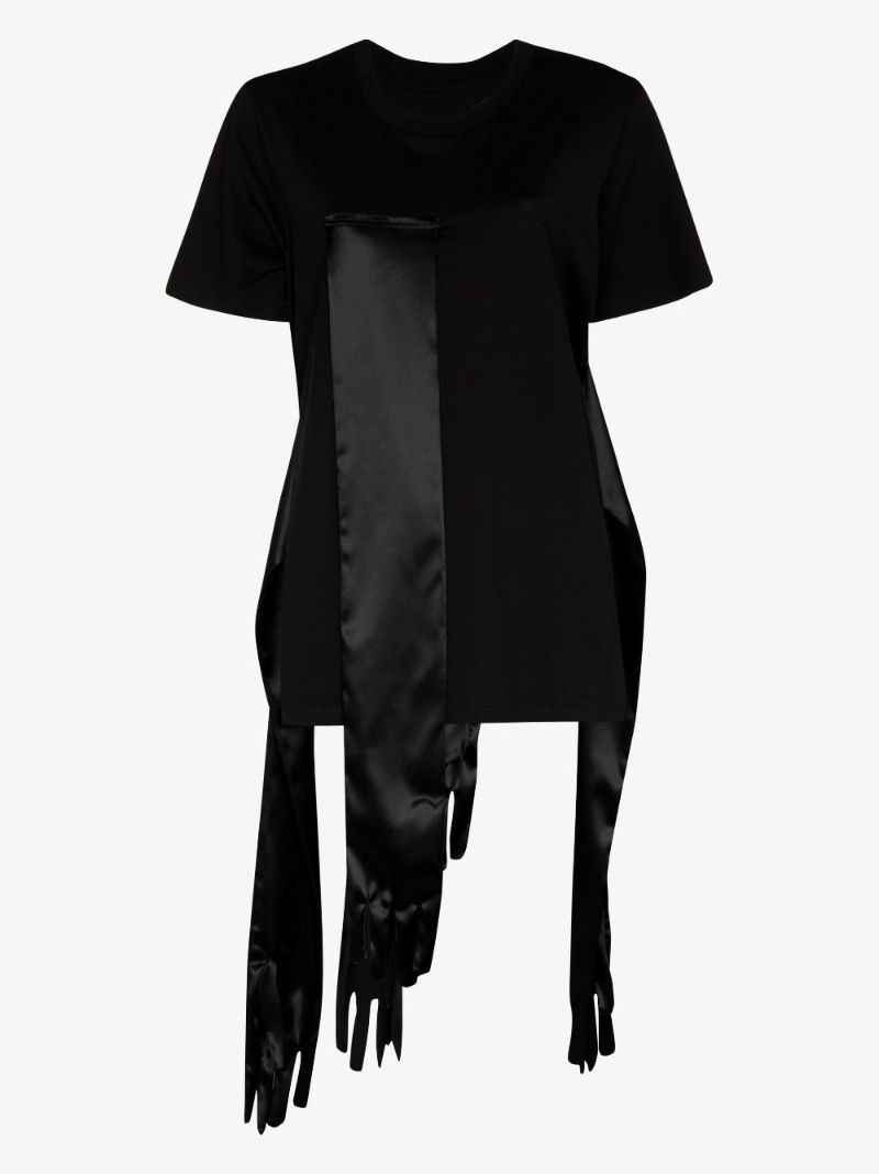 Draped Satin Glove Panel T-shirt