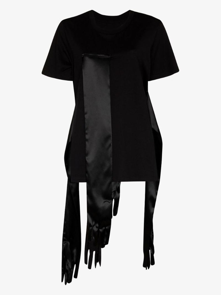Draped Satin Glove Panel T-shirt