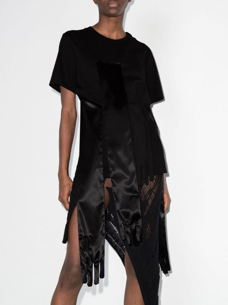 Draped Satin Glove Panel T-shirt