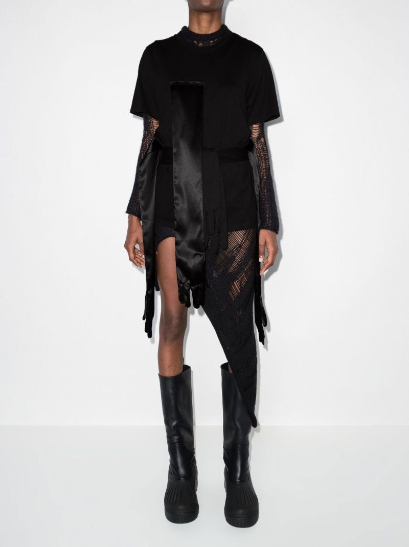 Draped Satin Glove Panel T-shirt
