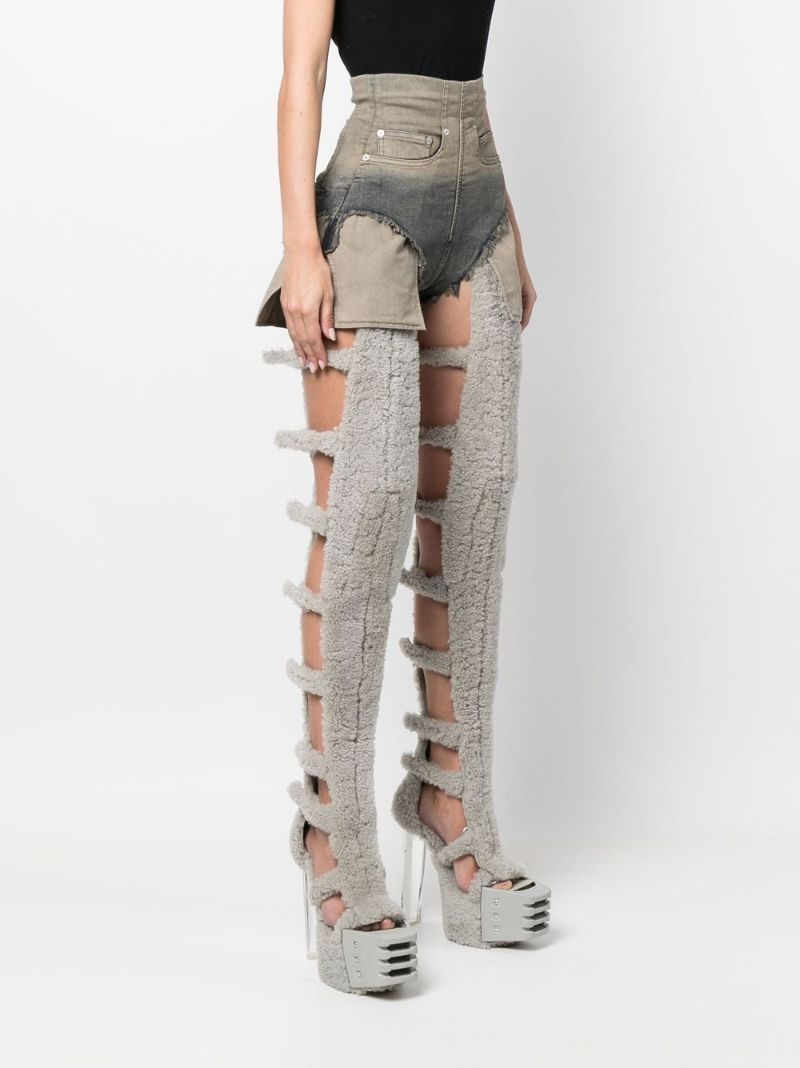 Grey Dirt Cut-off Denim Shorts