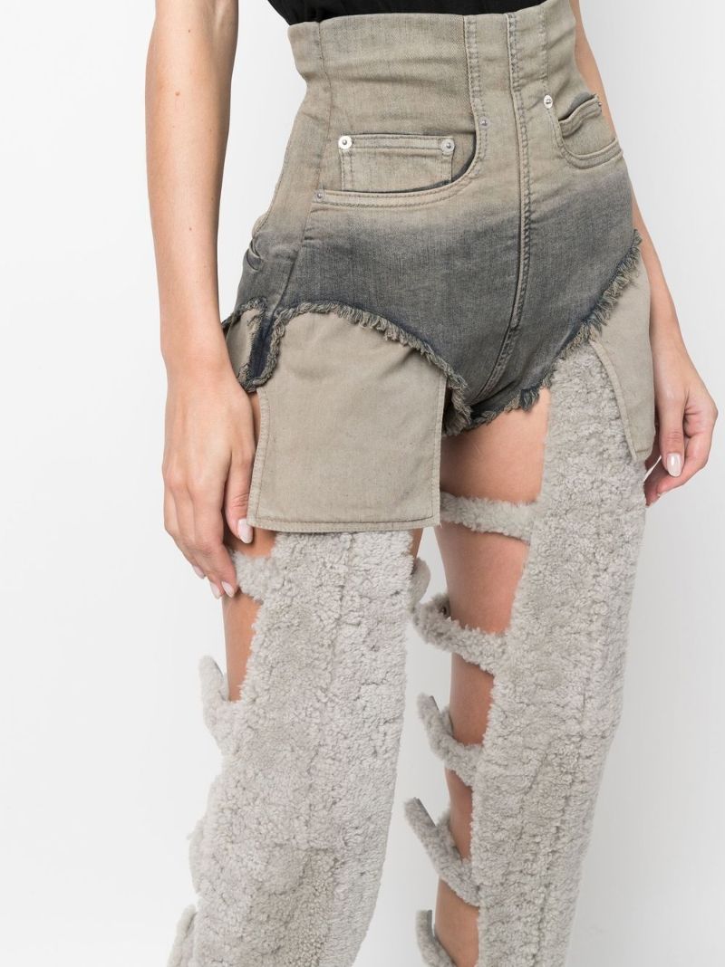Grey Dirt Cut-off Denim Shorts