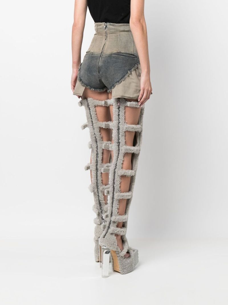 Grey Dirt Cut-off Denim Shorts