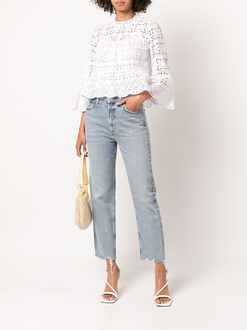 Blue Daphne Cropped Straight-leg Jeans