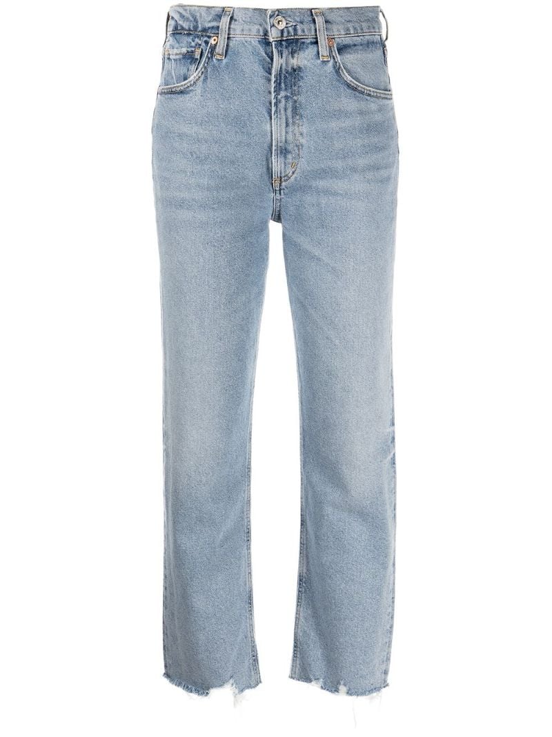 Blue Daphne Cropped Straight-leg Jeans
