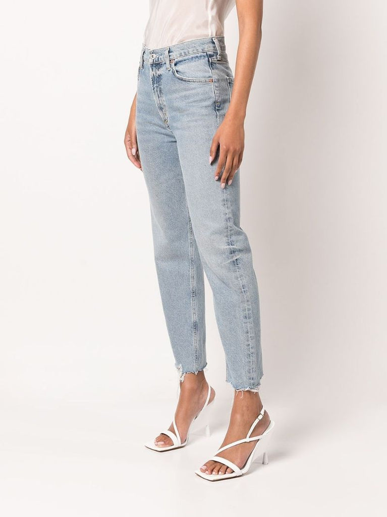 Blue Daphne Cropped Straight-leg Jeans